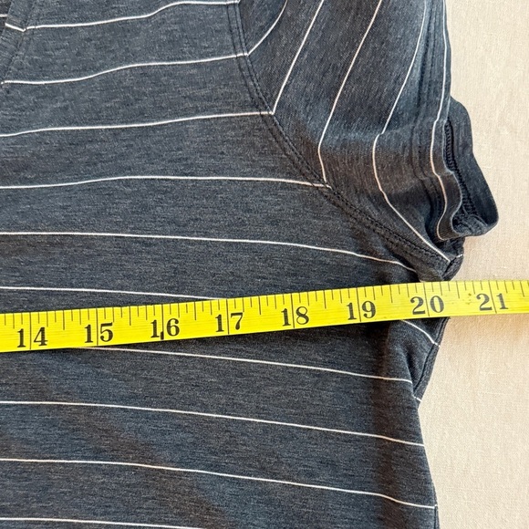 Lululemon Athletica Charcoal Striped V-Neck Tee - Picture 7 of 9